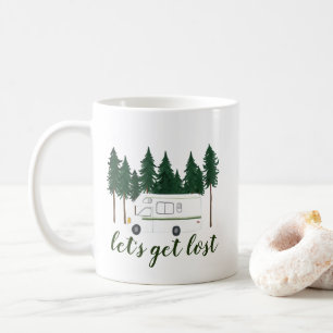 Let's Get Lost Van Camper RV Trees Forest Coffee Mug