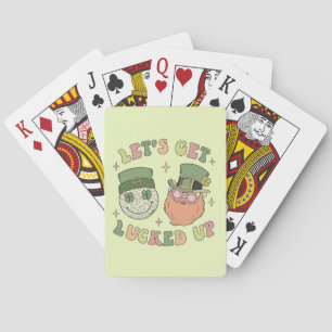 Let's Get Lucked Up - Funny Leprechaun Clover Poker Cards