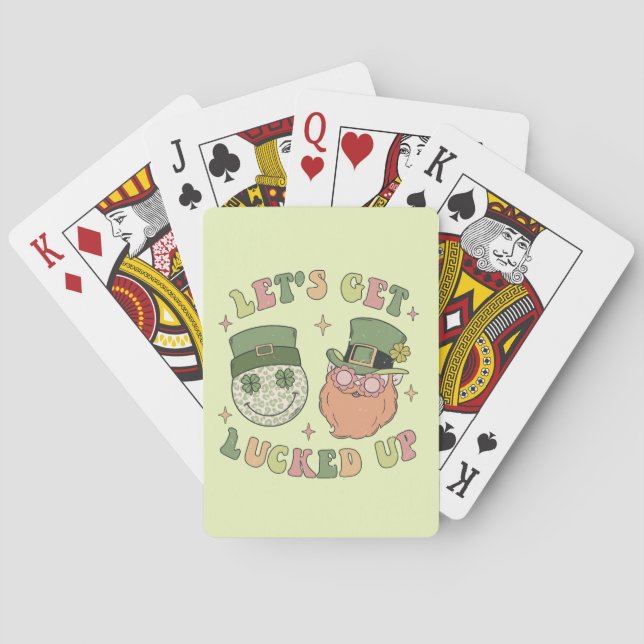 Let's Get Lucked Up - Funny Leprechaun Clover Poker Cards (Back)