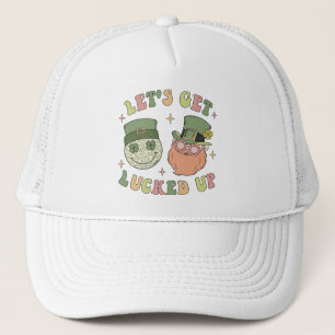 Let's Get Lucked Up - Funny Leprechaun Clover Trucker Hat