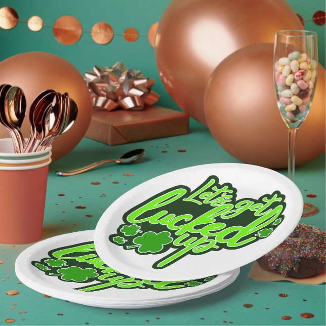 Let's Get Lucked Up funny St. Patrick's Day Paper Plates (Multi)