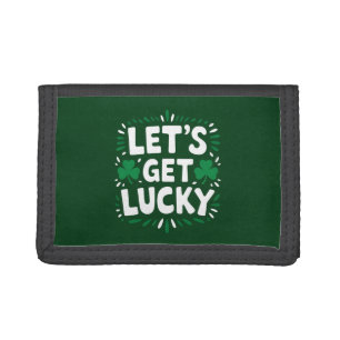 Let's Get Lucky Shamrock Funny St Patrick's Day Tri-fold Wallet
