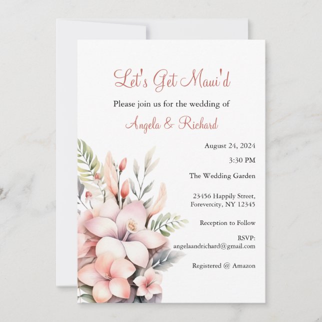 Let's get Maui'd Wedding Invitation, Bridal shower Invitation (Front)