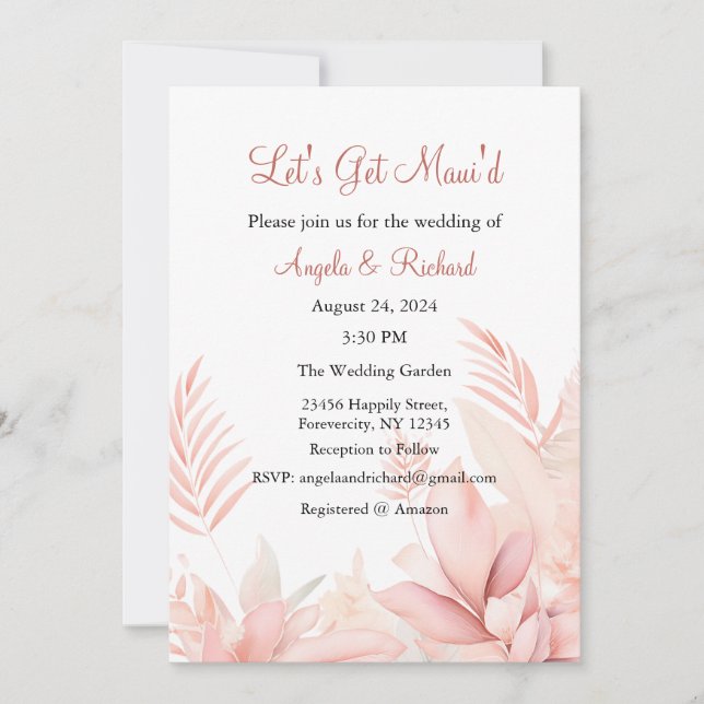 Let's get Maui'd Wedding Invitation, Bridal shower Invitation (Front)