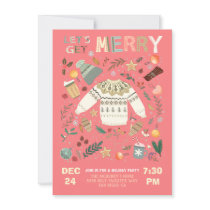 Let's Get Merry Holiday Christmas Party Sweate Invitation