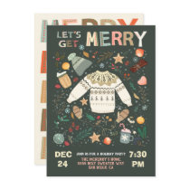 Let's Get Merry Holiday Christmas Party Sweate Invitation