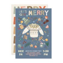 Let's Get Merry Holiday Christmas Party Sweate Invitation