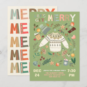 Let's Get Merry Holiday Christmas Party Sweater Invitation