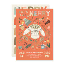 Let's Get Merry Holiday Christmas Party Sweater Invitation
