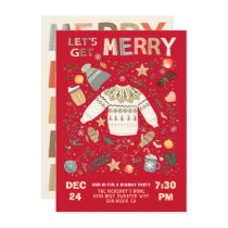 Let's Get Merry Holiday Christmas Party Sweater Invitation