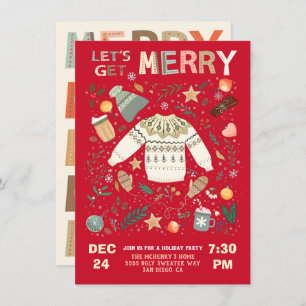 Let's Get Merry Holiday Christmas Party Sweater Invitation