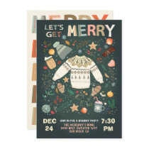 Let's Get Merry Holiday Christmas Party Sweater Invitation