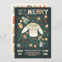 Let's Get Merry Holiday Christmas Party Sweater Invitation