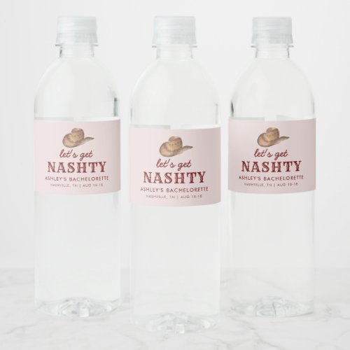  Lets Get Nashty Nashville Bachelorette Party Water Bottle Label