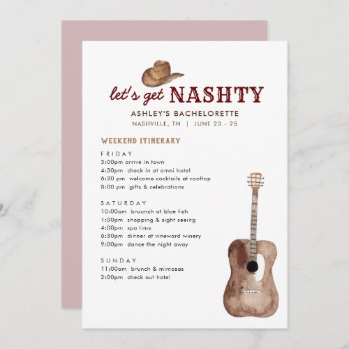  Lets Get Nashty Nashville Bachelorette Weekend Invitation