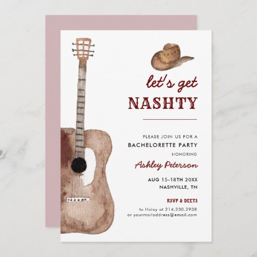 Lets Get Nashty Nashville Nash Bachelorette Party Invitation