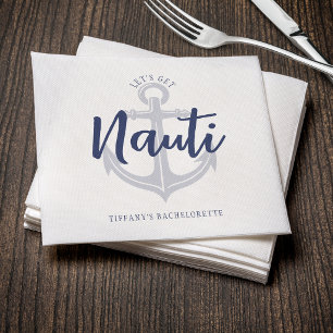 Let's Get Nauti Anchor Blue Bachelorette Party Napkins