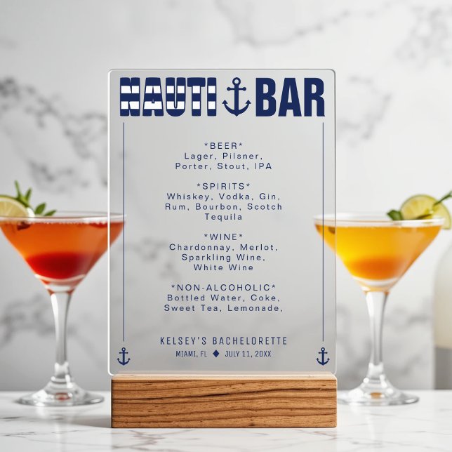 Let's Get Nauti Bachelorette Party Bar Drinks Acrylic Sign (Let's Get Nauti Bachelorette Party Bar Drinks Acrylic Sign
)