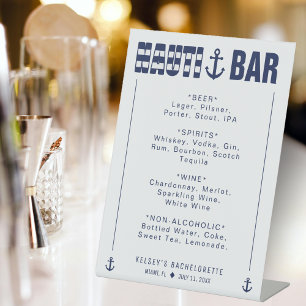 Let's Get Nauti Bar Menu Bachelorette Party Pedestal Sign