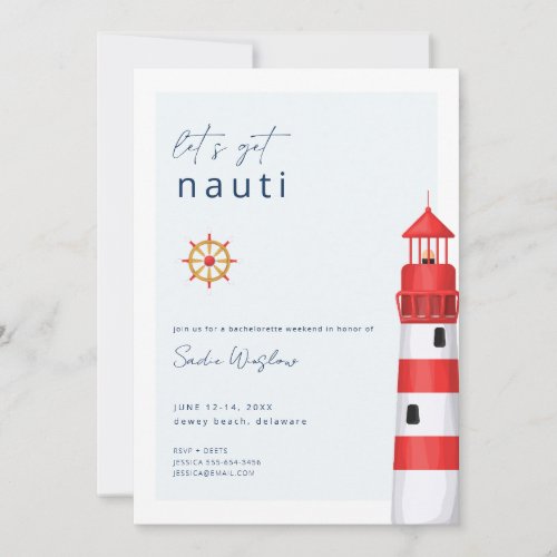 Lets Get Nauti Nautical Bachelorette Party Invite