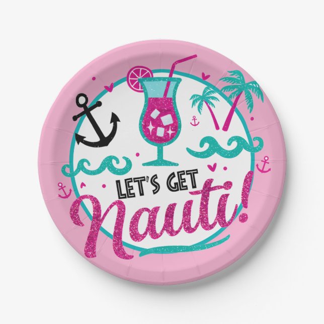 Let's Get Nauti! Nautical Bachelorette Plates (Front)
