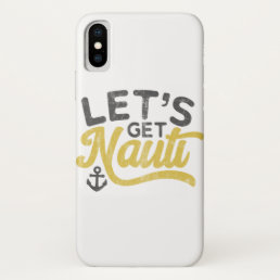 Let&#39;s get Nauti Nautical Vintage Type Grey Yellow iPhone X Case