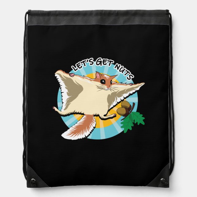 Let's Get Nuts - Flying Squirrel Drawstring Bag (Front)