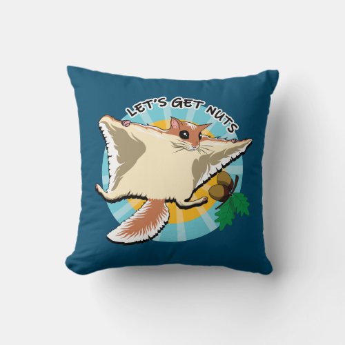 Lets Get Nuts _ Flying Squirrel Throw Pillow