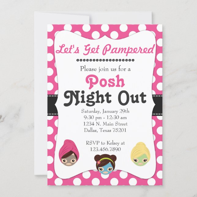 Let's Get Pampered Pink Posh Party Invitation (Front)