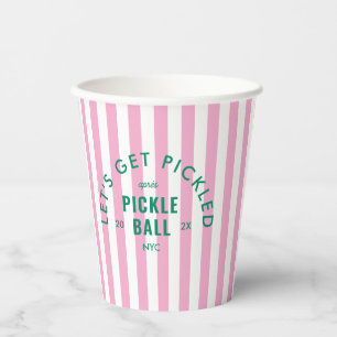Let's Get Pickled Après Pickle Ball Pink Stripe Paper Cups