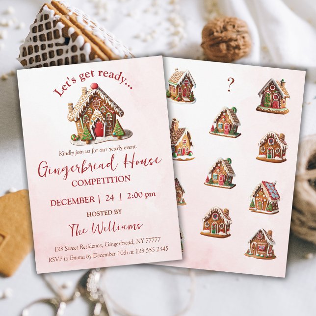 Let's Get Ready Gingerbread  House Competition  Invitation (Are you hosting a Gingerbread House Competition this year? Don't wait; grab this invitation now!)