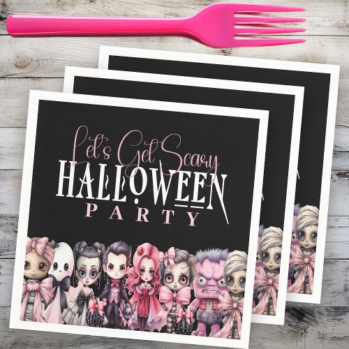 Lets Get Scary _ Pink Halloween Party Napkins