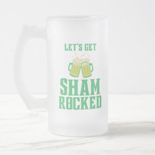 Let's Get Shamrocked St. Patrick's Day Frosted Glass Beer Mug
