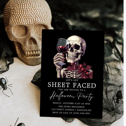 Lets Get Sheet Faced Adult Halloween Party Invita Invitation