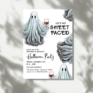 Let's Get Sheet Faced Adult Halloween Party Invitation