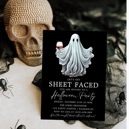 Lets Get Sheet Faced Adult Halloween Party Invitation