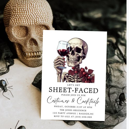 Lets Get Sheet Faced Adult Halloween Party Invitation