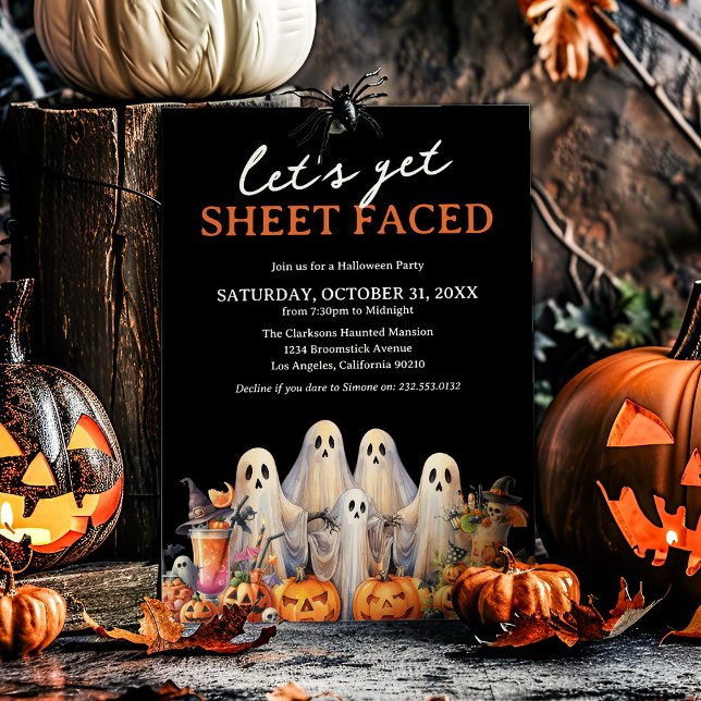 Let's Get Sheet Faced Adult Halloween Party Invitation (Creator Uploaded)