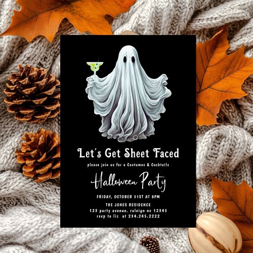 Let's Get Sheet Faced Adult Halloween Party Invitation