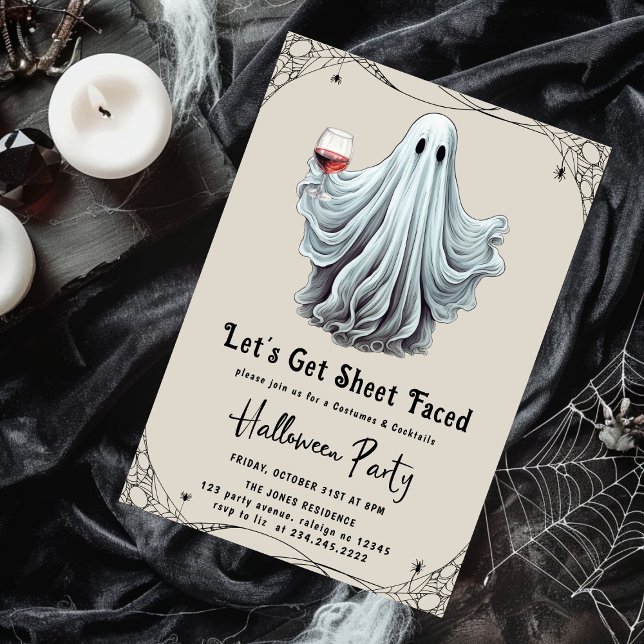 Let's Get Sheet Faced Adult Halloween Party Invitation (Creator Uploaded)