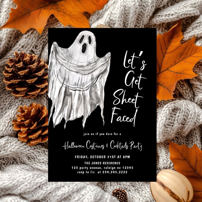 Lets Get Sheet Faced Adult Halloween Party Invitation (Creator Uploaded)
