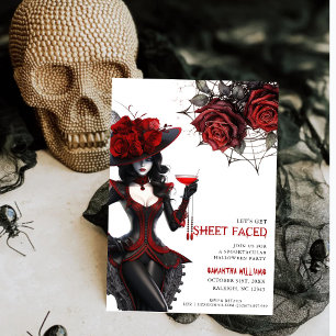 Let's Get Sheet Faced Floral Adult Halloween Party Invitation
