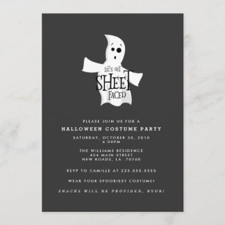 Let's Get Sheet Faced Halloween Costume Party Invitation