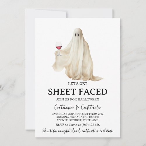 Lets Get Sheet Faced Halloween  Invitation