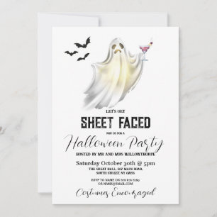 Let's Get Sheet Faced Halloween Party Ghost Fun Invitation