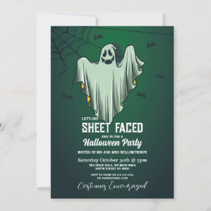 Let's Get Sheet Faced Halloween Party Ghost Fun Invitation