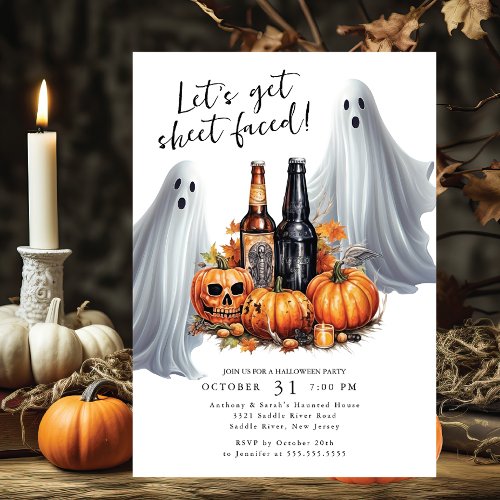 Lets Get Sheet Faced Halloween Party Invitation