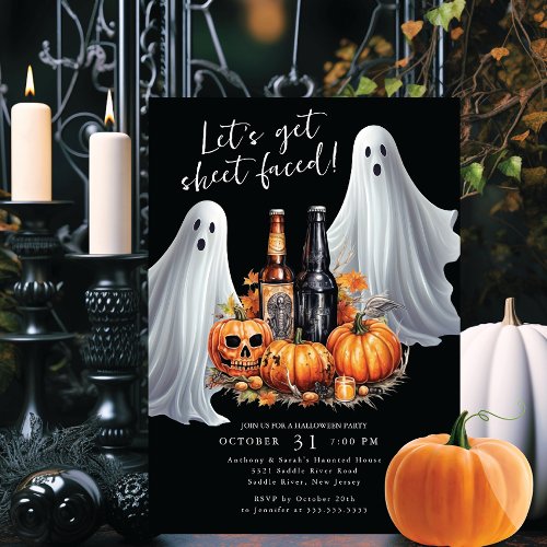 Lets Get Sheet Faced Halloween Party Invitation
