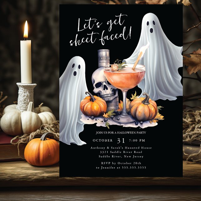 Let's Get Sheet Faced Halloween Party Invitation (Creator Uploaded)