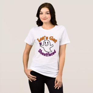 Lets Get Sheetfaced Funny Halloween Womens Tshirts